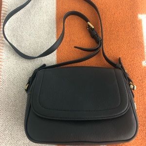 like new black leather jcrew crossbody bag